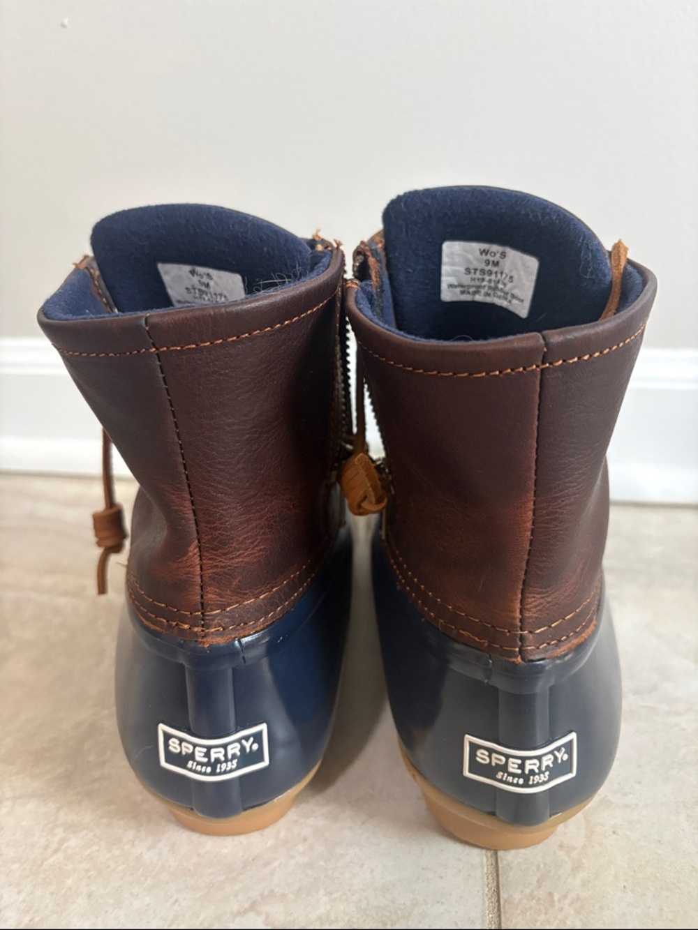 Sperry Navy and Brown Waterproof Duck Boots - Picture 2 of 4